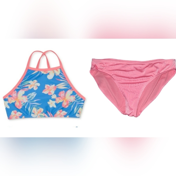 Wonder Nation Girl's Hibiscus 🌺👙Halter Tankini top & bikini NWT size XXL(18) - Picture 1 of 5